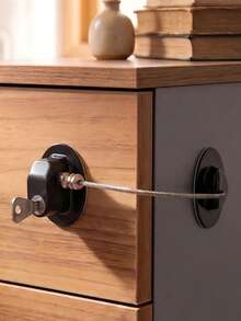1pc Multi-Function Child Safety Lock, Suitable For Cabinet Doors, Windows, Refrigerators, Sliding Doors And Windows, With Limiter - Black - View 9