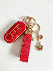 Cherry Keychain + Key Shell Set, Compatible With Fiat Car Key Covers, TPU Material Anti-Scratch Anti-Drop + 0.1mm Ultra-Thin Ultra-Quiet | 3-Button Precise Fit For Models (Includes Installation Screwdriver) Shockproof Wear-Resistant Portable Design 360° Signal Protection Anti-Fingerprint Coating Long-Lasting Like New - Cherry - View 11