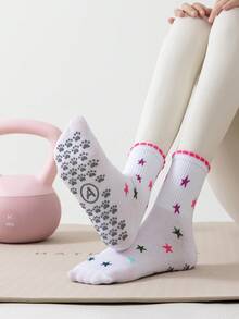 1/3/6 Pairs Pilates Yoga Socks, Professional Non-Slip Pilates Socks, Full Silicone Sole Anti-Slip, Multiple Colors Available, Bubble Mouth Star Pattern Design, Suitable For Dance, Yoga, Pilates, Sports, Fitness, Ball Games, Aerobics, Gifts, All Seasons - Multicolor - View 4