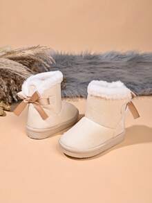 Infant Fashion New Snow Boots With Bow Decoration - Beige - View 5