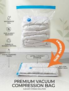 1pc/5pcs/8pcs/9pcs/13pcs, Large Vacuum Storage Bags, Transparent Compression Bags With Pump, Vacuum Transparent Compression Bags, All-Around Protection, High Sealing Ability To Isolate External Air, Effectively Prevent Moisture/Mold/Pests/Dust; High-Quality Bags, Strong Puncture Resistance, Can Resist Compression From Zippers, Buttons And Other Hard Objects; Simple Operation, No Complex Tools Needed, Can Quickly Complete Compression. With Dedicated Air Pump, Can Achieve Standardized Results. - Multicolor - View 4