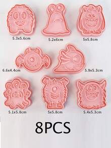 Halloween Cartoon Cookie Cutter Pumpkin Ghost DIY Frosting Cookie Baking Tools 8PCS - Multicolor - View 7
