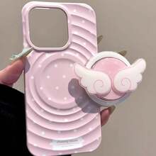 Pink Wings, Blue Wings Magnetic Phone Stand, Compatible With MagSafe Phones, Strong Adsorption Desktop Slouchy Phone Holder With Built-In Mirror - Wings - View 8
