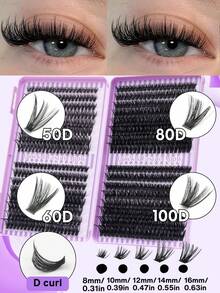 Libro de Pestañas Ojo de Gato de Alta Calificación 640pcs 50D+60D+80D+100D - Juego de Racimos de Pestañas DIY, Rizado D/DD, Longitud Mixta 8-16mm, Pestañas Naturales-Voluminosas-Esponjosas, Pestañas de Alta Relación Costo-Rendimiento. Amigable para Principiantes, Fácil de Aplicar. Adecuado para Uso Diario, Fiestas, Citas y Varias Ocasiones, Exclusivo para Entusiastas de la Belleza. Regalo Perfecto para Familia, Novia, Mejor Amiga. Regalo Ideal para Vacaciones - Ver 5