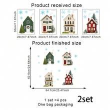 4pcs/Set Christmas Window Clings Winter Village Static Glass Stickers Reusable Double Sided Christmas Cottage Snowflake Decals For Holiday Party Home Office Decor Xmas Glass Stickers - Multicolor - View 14