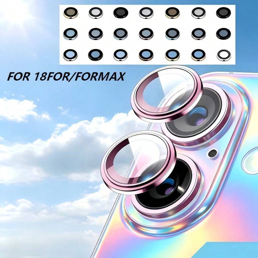 CD Texture Lens Film Niche Compatible With Apple 11/12/12Mini/11Pro/11ProMax/12Pro/12ProMax/13/13Mini/13Pro/13ProMax/14/14Plus/14Pro/14ProMax/15/15Plus/15Pro/15ProMax/16/16Plus/17/16Pro/16ProMax/16E/SE4/17E/17Pro/17Promax/17Air/18PRO/18PROMAX Camera Lens Protector Anti-Explosion Anti-Scratch Solid Color Lens Protection Film Rear Camera Decorative Sticker Premium Fashion Split Lens Protector Film - Silver - View 1