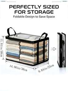 4pcs Transparent Black Trim Storage Bags, Dual Handle Portable Easy Packing, Dust-Proof & Moisture-Proof Organizer Bags, Large Capacity Durable Foldable, Easy To Store & Categorize, Suitable For Bedroom, Classroom And Dormitory Book Moving - Clear - View 3