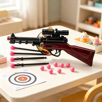 Escopeta de Juguete con Dardos Adhesivos Blandos, Rifle Simulado con Mira, Dardos Ventosa Seguros, Juego de Puntería Infantil, Diversión Segura para Interiores y Exteriores