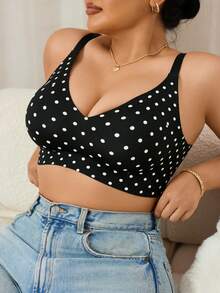 Sujetador inalámbrico de talla grande para mujer, negro con lunares blancos, con pegamento de gelatina, cómodo, suave y de moda - Multicolor - Ver 10