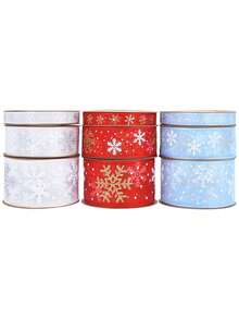 Snowflake Ribbon, Christmas Gift Wrapping Ribbon, Yardage Winter White Satin Ribbon With Silver Snowflake Christmas Wired Ribbon, Christmas Tree Decoration Making Gift Wrapping Winter Holiday Christmas Decor - Multicolor - View 5