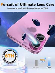WARRIORS 3pcs Camera Lens Protector Film, Compatible With 17/17 Pro/17 Pro Max/17 Air/16 Pro/16 Pro Max, Glossy Personalized Metal Ring Design, 9H Hardness Anti-Scratch Protection Film, Fashionable Phone Accessory, Suitable For Phone Cases - Rose Red - View 6