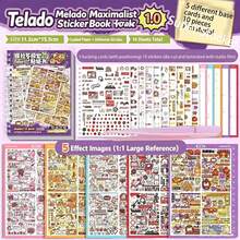 49 Sheets/Book Sticker Book, Including 29 Material Stickers And 20 Scene Cards. Sunny Town Landscape Miniature Scenes Can Be Used For Model Scenes And Mini Houses, Suitable As Birthday Or New Year Gifts, Christmas Holiday Gifts - B - View 16