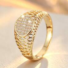 1pc Fashion Geometric Hollow Round Design Cubic Zirconia Women's Ring - Multicolor - View 1