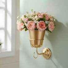 1pc Wall Hanging Flower Pot With Hook, Artificial Flower Wall Decor, Dried Flower Storage Rack, Wreath Wall Mount Bracket, Suitable For Dried Flowers And Artificial Flowers, Wall Entryway Porch Housewarming Christmas Gift - Wall-mounted Planter - View 7