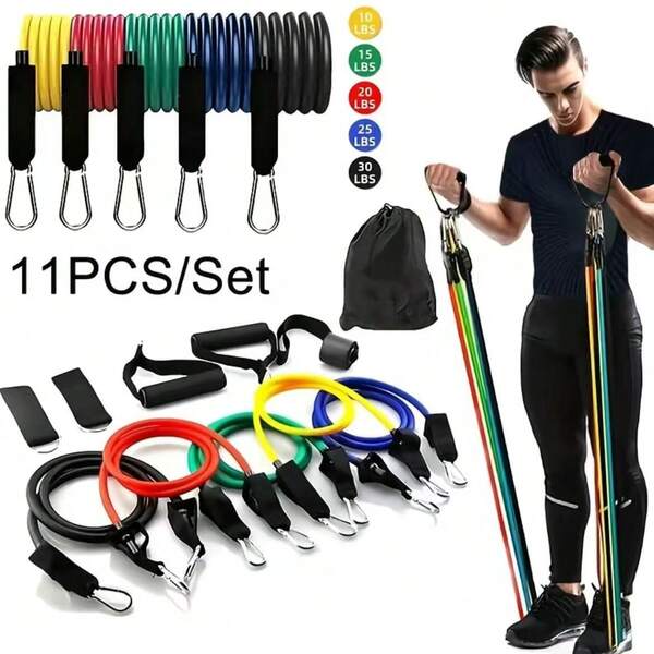11pcs 150lbs Resistance Band Set, Fitness Band With Handles For Men And Women, Muscle Training Leg And Ankle Band Set