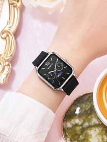 1pc Women's Quartz Watch With Silicone Strap, Casual College Style, Suitable For Daily Wear - one-size - View 9