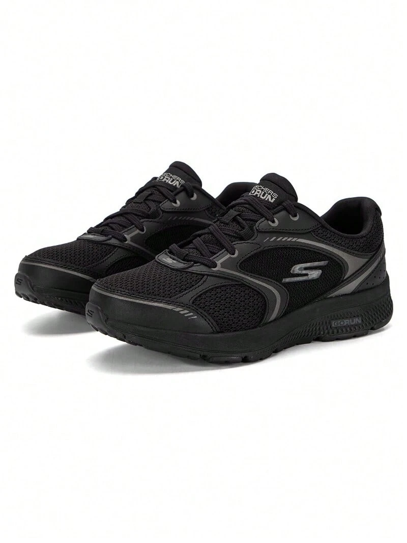 Skechers Women's GO RUN Series Breathable Mesh Cushioned Running Shoes - Black - View 1