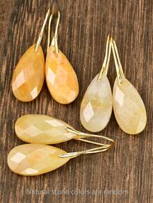 Yumfeel Elegantes Pendientes de Moda con Colgante de Lágrima de Jade Amarillo, Joyería Exquisita Chapada en Oro de 18K, Adecuado para Baile, Fiesta y Regalo de Cumpleaños, Feliz Halloween - Multicolor - Ver 7