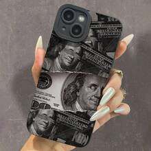 Creative Money Pattern Phone Case, Soft TPU Cellphone Protective Cases, Total Protective Shockproof Mobile Phone Cover For IPhone 11 12 13 14 15 16 Pro Max/Pro/Plus - 黑色 - 查看 1