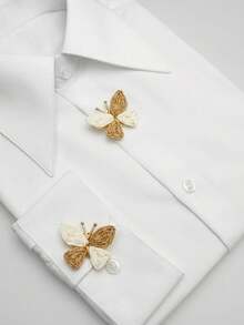 2/1pc Cute Woven Butterfly Button Covers - Sweet Colorful Fabric Cufflinks, Vintage Shirt Collar Clips & Brooch Jewelry Accessories For Women - Multicolor - View 8
