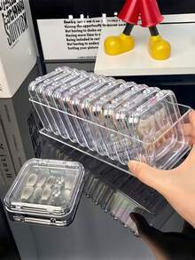 26/20/16/10/5pcs Transparent Nail Art Storage Box, Fake Nail Storage Box, Nail Tip Storage Box, Nail Art Display Box, Artificial Nail Storage Box, Nail Art Tool Storage Box, Travel Storage Box, Desktop Storage Box, Vanity Accessories, Jewelry Box, Cosmetic Storage Box - Multicolor - View 4