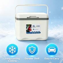 Portable Hard Cooler Box, Long-Lasting Insulation, Keeps Ice For Days; Mini Cooler Box Suitable For Outdoor Camping, Fishing, Picnic, Equipped With Handle, Multiple Colors Available, Non-Food Contact Material Cooler Box Insulation Box Commercial Outdoor Stall Food Breast Milk Fishing Fresh-Keeping Picnic Cold-Keeping Insulation Portable Handheld Refrigerator - White - View 10