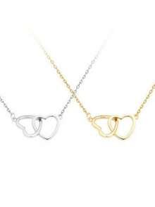Double Ring Heart Necklace For Women, Light Luxury Niche Design, Ins Style Sweet Delicate Clavicle Chain, Versatile Accessory For Students - Double Heart Necklace - View 2