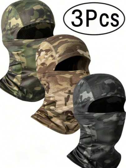 3pcs Unisex Ski Balaclava Face Mask, Lightweight UV Protection Face Mask, Suitable For Motorcycle, Snowboarding And Other Sports, Breathable Full Face Mask For Men And Women, Suitable For Skiing And Other Outdoor Sports