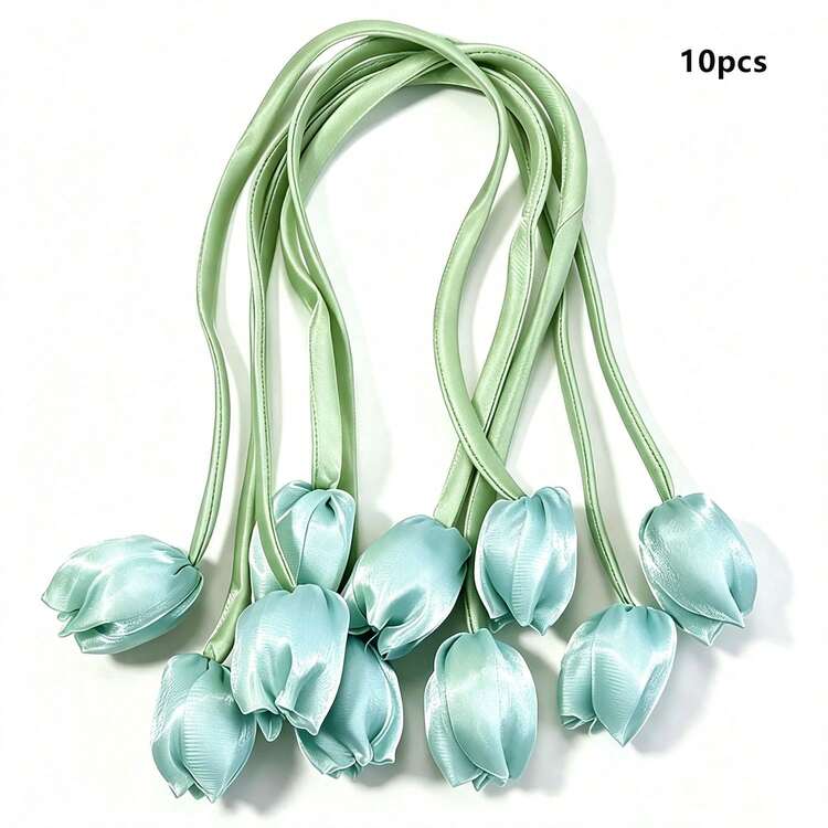 10pcs Minimalist Double-Sided Tulip DIY Bow Ribbon, Jewelry Accessories, Suitable For Mother's Day Packaging Supplies - A - View 10