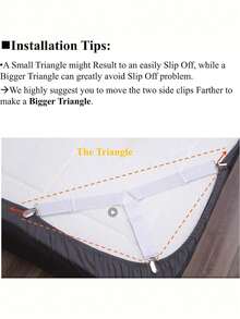 4pcs Non-Slip Triangular Quilt Fasteners, Adjustable Bed Sheet Fixing Straps, Metal Non-Slip Fasteners Suitable For Sofa Covers, Tablecloths, Tents, Easy To Install Bed Sheet Fasteners, Suitable For Bedroom Bedding Accessories, Especially Suitable For Bed Covers, Bedding And Bedroom Decor, Autumn Home Decor - Multicolor - View 9