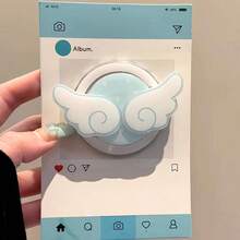 Pink Wings, Blue Wings Magnetic Phone Stand, Compatible With MagSafe Phones, Strong Adsorption Desktop Slouchy Phone Holder With Built-In Mirror - Wings - View 3