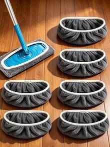 1/3/5pcs Grey Ultra Absorbent Reusable Mop Cloth, Cleaning Products Tools, Home Essentials, Bathroom/Kitchen, Suitable For Dry/Wet Cleaning, Compatible With Most Flat Mops, Easy To Replace Mop Pad Mops Cleaning Floors, Mop Head Not Included - Multi-color - View 2