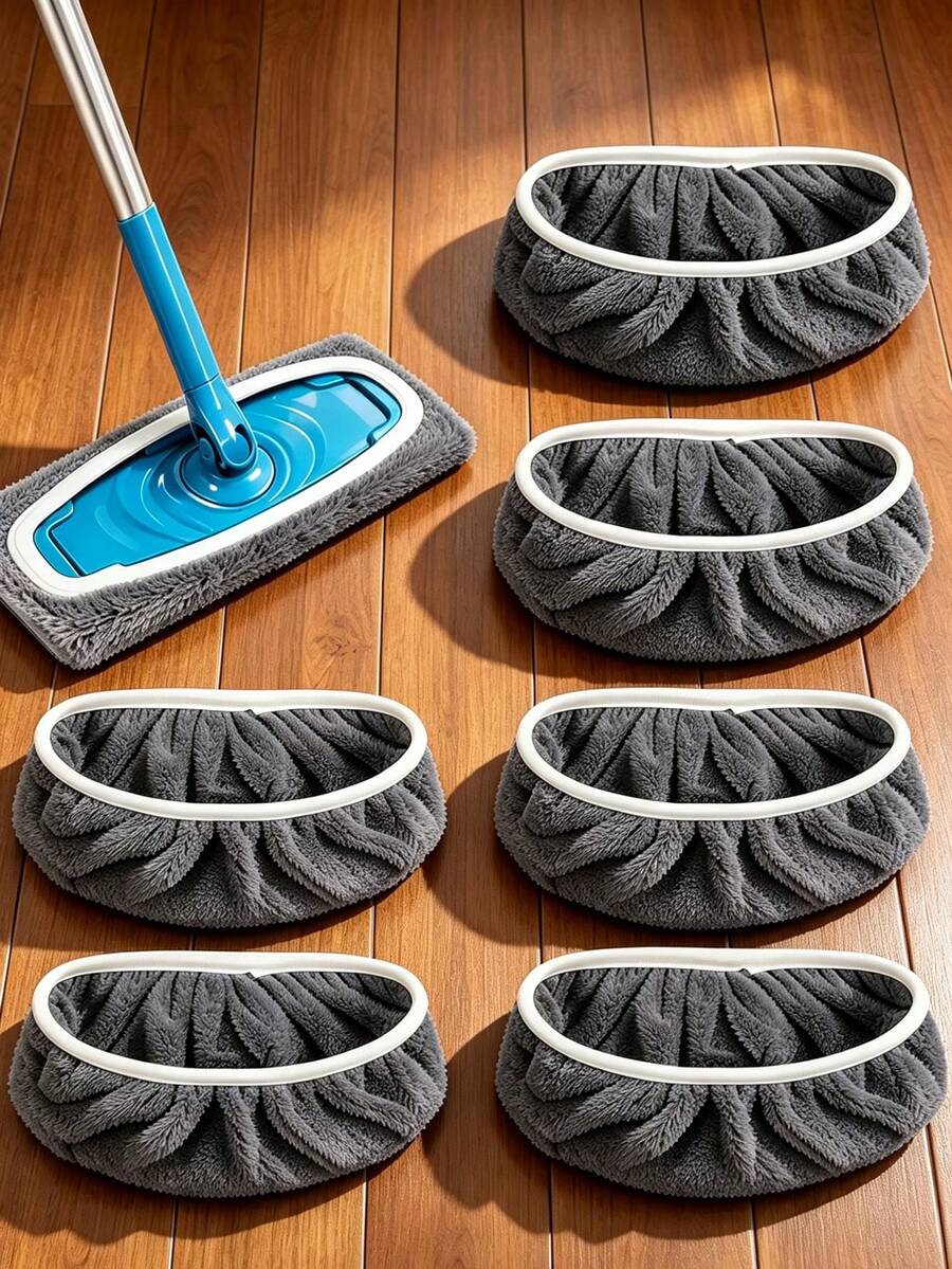 1/3/5pcs Grey Ultra Absorbent Reusable Mop Cloth, Cleaning Products Tools, Home Essentials, Bathroom/Kitchen, Suitable For Dry/Wet Cleaning, Compatible With Most Flat Mops, Easy To Replace Mop Pad Mops Cleaning Floors, Mop Head Not Included