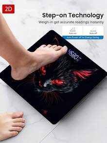 Dark Cat Red Body Weight Scale, With Backlit LED Display, Temperature Detection, High Precision, Max Weight 400 Lbs/180 Kg - A - 查看 8