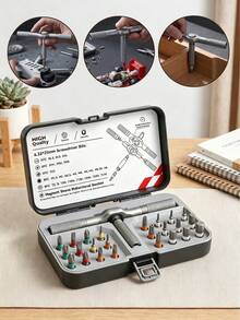 25pcs DIY Ratchet Screwdriver Tool Set, Multi-Function Magnetic Driver Set With Detachable Ratchet Handle, Portable Precision Repair Tool Kit For Furniture, Computer, Bicycle And More, Men's Tools - 25-piece Set - View 3