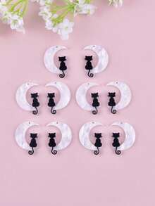 10PCS Moon Cat Acrylic Jewelry DIY Pendant - Multicolor - View 1