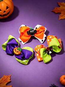 4PCS Cute Cartoon Halloween Style Bow Hair Clips, Suitable For Halloween Wear, Festival Gift Choice - Multicolor - View 4