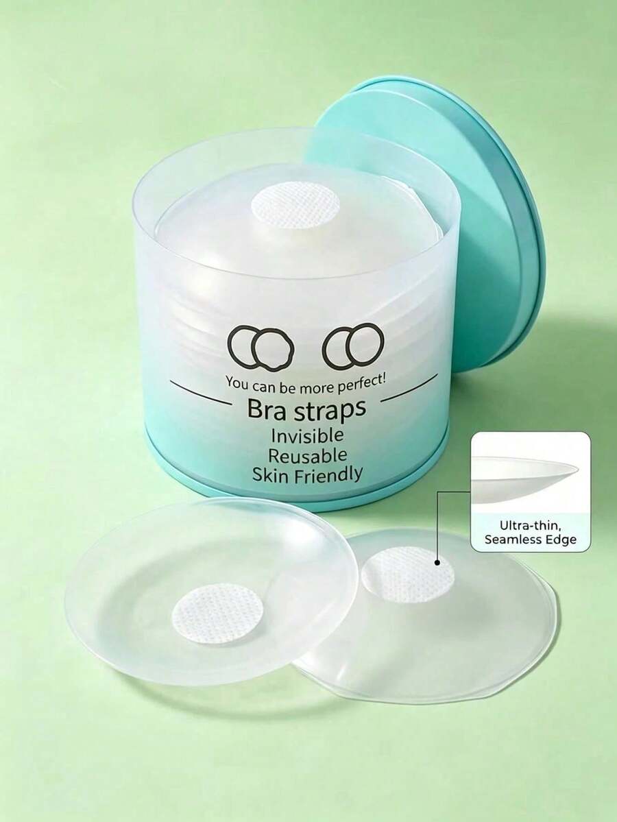 2/6/10/12pcs Invisible Transparent Silicone Strapless Dress Sports Tape, Ultra-Thin Reusable For Women With Storage Box - Standard - View 1