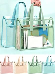 1/4pcs Transparent School Portable Handbag, Made Of Waterproof PVC Plastic Material With Sturdy Reinforced Transparent Design, Suitable For School, Office Use, Unisex | Lightweight Waist Bag, Suitable For Concerts, Sports Games And Travel | - A - View 1