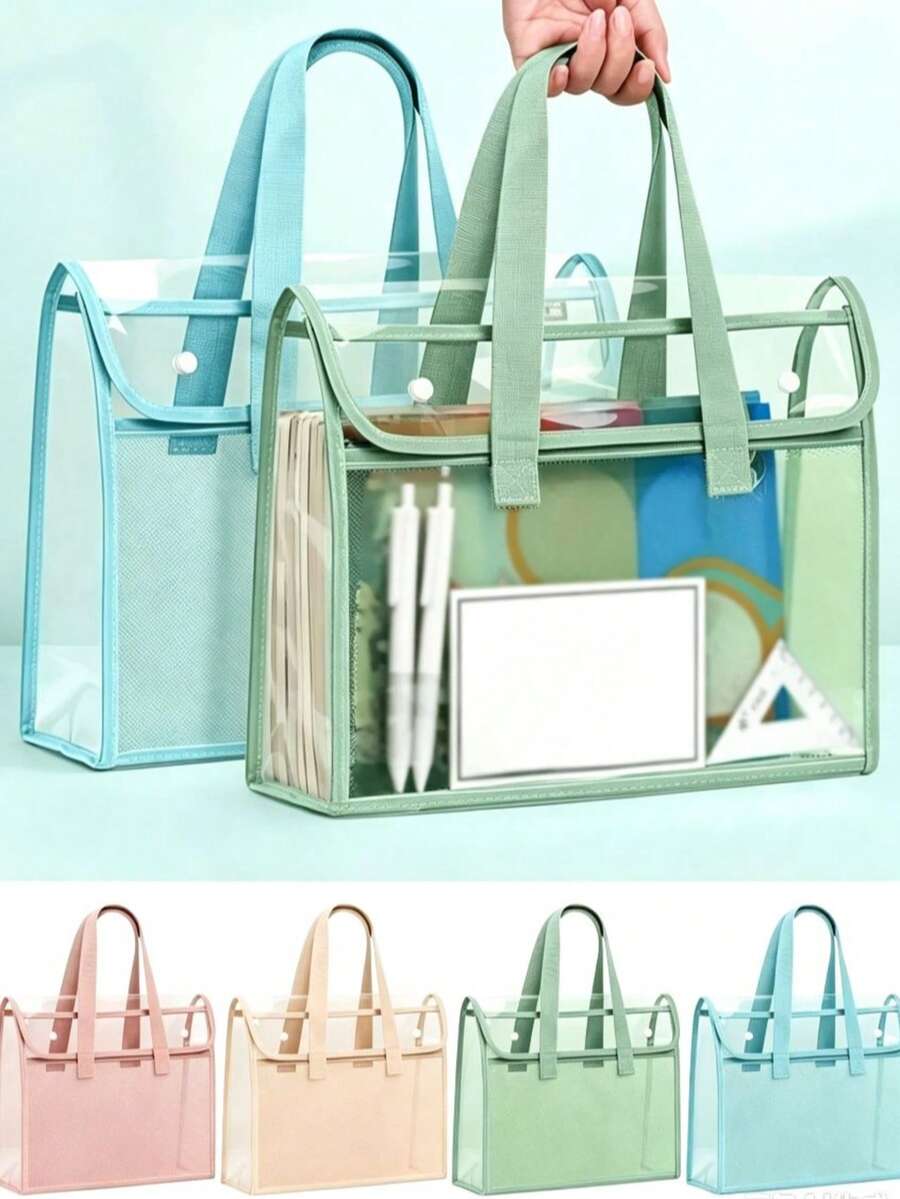1/4pcs Transparent School Portable Handbag, Made Of Waterproof PVC Plastic Material With Sturdy Reinforced Transparent Design, Suitable For School, Office Use, Unisex | Lightweight Waist Bag, Suitable For Concerts, Sports Games And Travel | - A - View 1