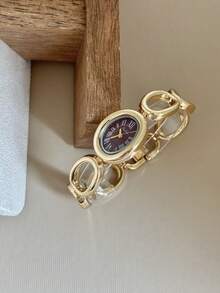 1pc Gold/Silver Bracelet Women's Quartz Watch Exquisite And Fashionable Suitable For Daily Matching Birthday/Graduation Gifts Casual Gatherings - Gold - View 4