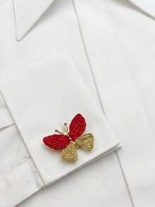 2/1pc Cute Woven Butterfly Button Covers - Sweet Colorful Fabric Cufflinks, Vintage Shirt Collar Clips & Brooch Jewelry Accessories For Women - Multicolor - View 10