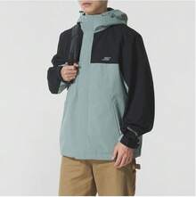 Skechers Men's Color-Block Hooded Outdoor Windbreaker Jacket - Olive Green - View 4