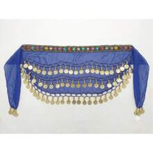 Belly Dance Scarf With Stones And Coins  Luxury Various Models - New Arrival - 藍色 - 查看 2