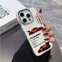 1PC Car Model Pattern Metal Frame Transparent TPU Phone Case, Compatible With Apple 17 16 15 14 13 12 11 Plus Pro Max Series, Personalized Ins Style Protective Cover, Fashion - Multicolor - View 5