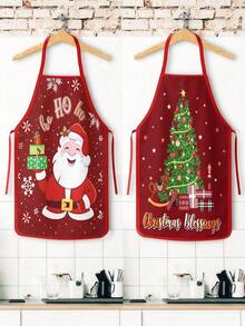 Set Of 4 Funny Christmas Aprons, A Christmas Kitchen Chef Cooking Apron, A Cute Santa Claus Baking Apron, A Christmas Party Gift Set, Suitable For Cooking, Baking, Barbecuing, And Christmas Party Decoration - Multicolor - View 4