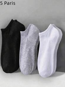 1/5/10/15/20 Pairs Women's Cotton Boat Socks, Invisible Low-Cut Short Socks For Girls, Mesh Breathable Holes, Moisture-Wicking Soft All-Season Commute & Sports Socks, Black/White/Grey Random Colors - Multicolor - View 12