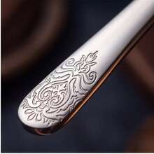1/2pcs Vintage Embossed Silver Stainless Steel Cake Knife And Cake Tray Set, Includes 24.2cm Cake Mold And 23cm Pie Server, Thickened Rust-Resistant Dishwasher- Triangular Cake Slicer And Serving Utensils, Suitable For Weddings, Birthdays, Anniversaries, Parties And Dessert Baking - Silver - View 8