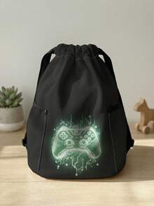 1pc Drawstring Backpack, Multi-Scenario Universal, Extra Large Capacity, Ultra-Lightweight & Portable, Durable, Highly Attractive, Foldable Storage Bag, Cartoon Game Console Print Pattern Children's Drawstring Sports Backpack, Dust-Proof Storage, Suitable For Outdoor Travel, Fitness, Daily Commute And School Use - Multicolor - View 11