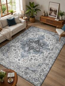 1pc Vintage Distressed Persian Style Rug, Red Bohemian Moroccan Style Comfortable Polyester Fiber, Pink Rug Rectangular Easy Care Washable Area Rug For Living Room, Hallway, Bedside, Sitting Room, Bedroom Home Decor - Multicolor - View 12